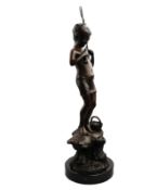 A very fine quality & large Bronze, after Giovanni de Martino of a Fishing Boy 20thC