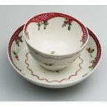 An attractive New Hall porcelain Tea Bowl & Saucer C.18thC