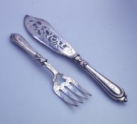 A very fine pair of solid silver & silver plate pierced /engraved Fish Servers C.1852