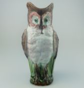A Staffordshire Majolica pottery Owl Jug attributed to William Brownfield C.1885