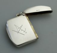 A quality & stylish solid silver Vesta Case inscribed Dodo C.1916