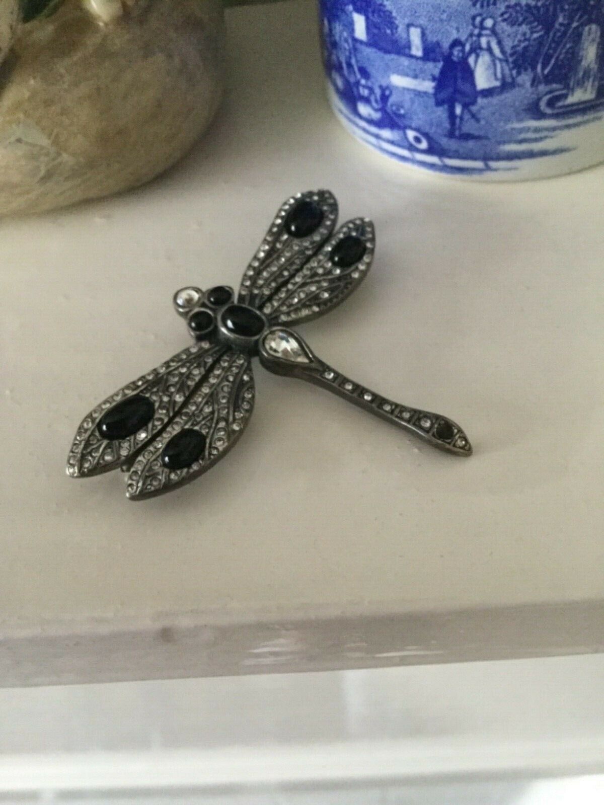 Vintage Signed Mma Dragonfly Brooch Pendant Crystal Rhinestone - Image 5 of 7