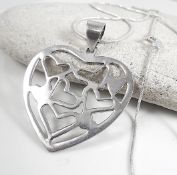 Heart Shaped Silver Pendant And Chain