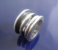 Hand Worked Silver Ring With Two Rolling Rings