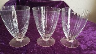 3 Pretty Sundae Glasses With Pale Pink Bases.