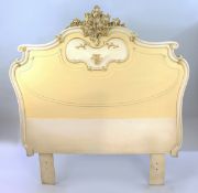 Heavy French Painted Carved Wood Headboard