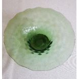 Large Green Glass Hand Fluted Dish.
