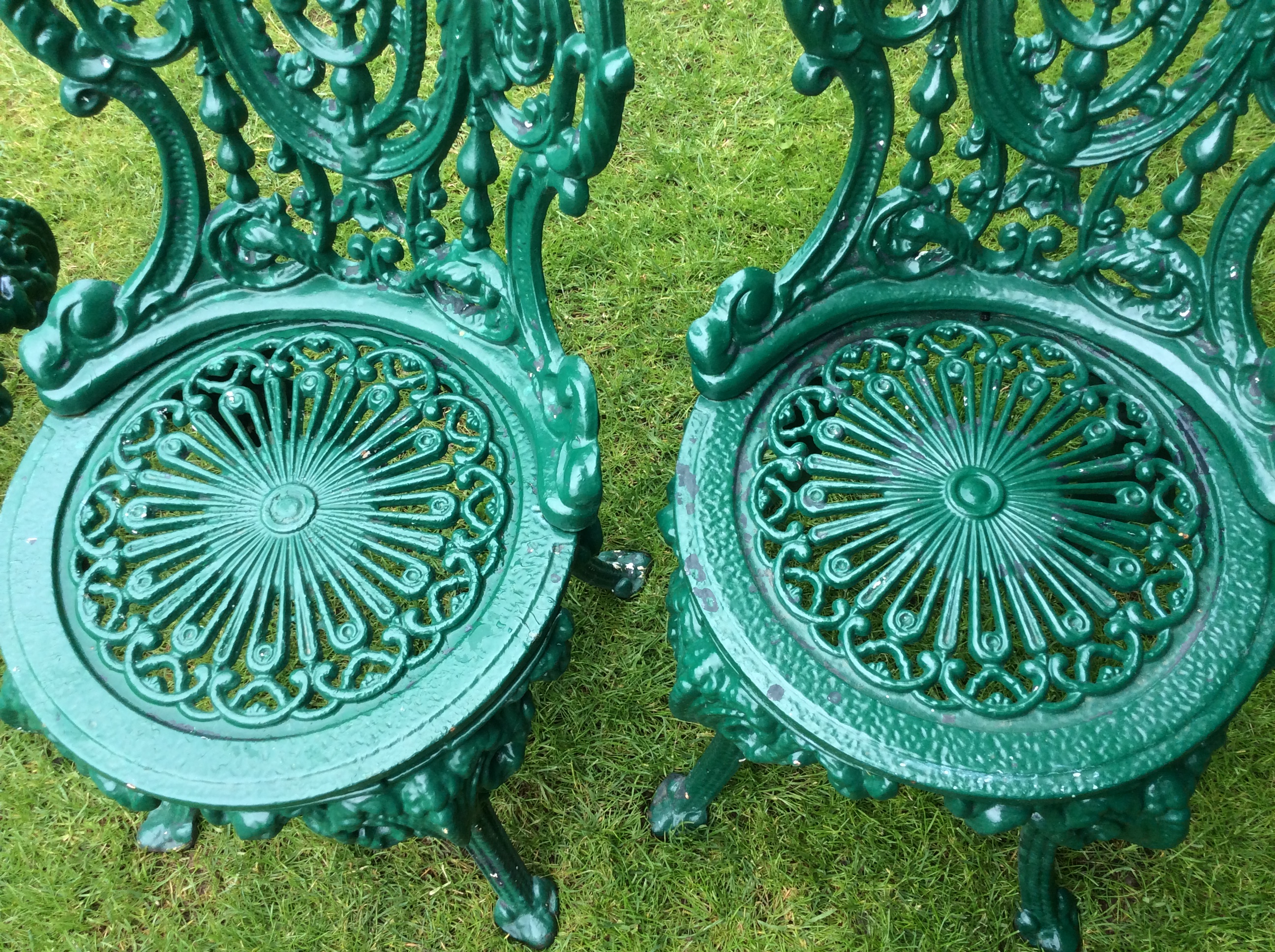 Rear Decorative Victorian Cast Iron Garden Chairs, Set Of 3 - Image 5 of 6