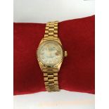 Boxed Ladies Rolex ,18K Yellow Gold, C Bezel-Mother Of Pearl An Diamond