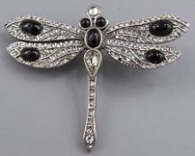 Vintage Signed Mma Dragonfly Brooch Pendant Crystal Rhinestone