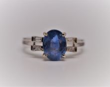Certified 3.15 Ct Vivid Blue Untreated Sapphire & Diamonds Ring