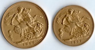 1902 Gold Matt Proof Sovereign And Half Sovereign