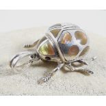 Silver And Mother Of Pearl Ladybug Pendant- Brooch