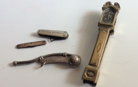 Antique Silver Pen Knife And Bosuns Silver Plated Whistle