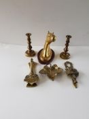 Vintage Candle Sticks, Pin Tray, Horses Head, Door Knockers