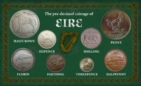 Ireland Eire Irish Vintage Pre-Decimal 1928-1968 Coin Metal Display Gift Set