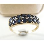 9 K Gold Ring Sapphires And Diamonds