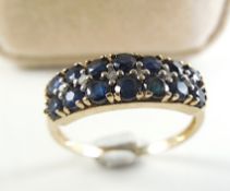 9 K Gold Ring Sapphires And Diamonds