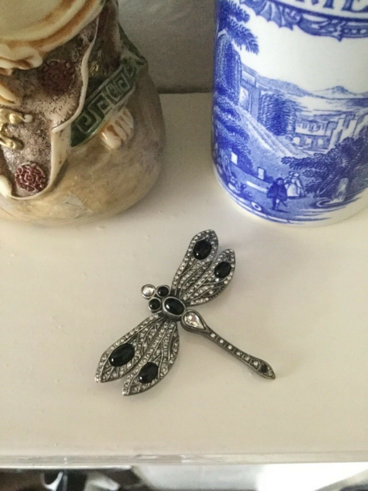 Vintage Signed Mma Dragonfly Brooch Pendant Crystal Rhinestone - Image 7 of 7