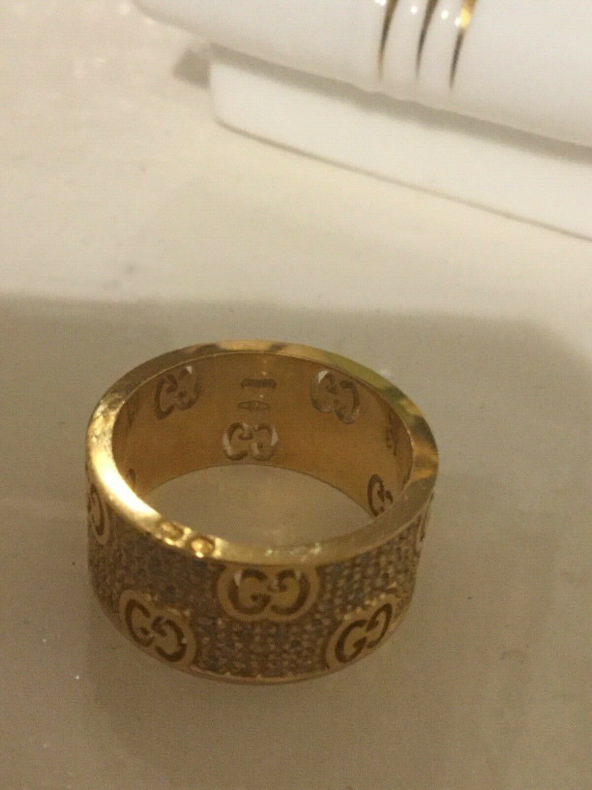Gucci Icon Stardust Wide 18K Gold Diamond Set Ring Size 13 Uk K/L - Image 3 of 3