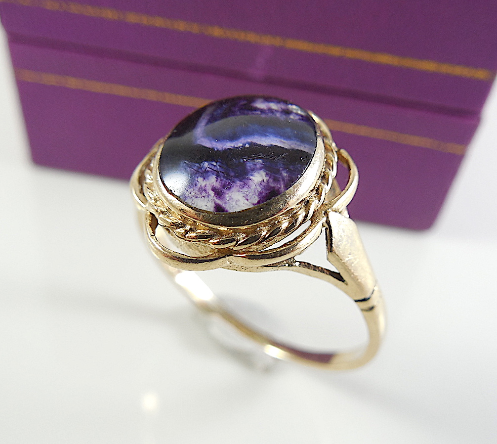 "Blue John" Gold Ring - Image 6 of 9