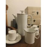 Thomas Germany Rosenthal White Porcelain Platinum Silver Band Coffee Set X 6