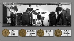 The Beatles Unique Original Birth Coin Metal Plaque Montage