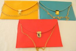 3 x Chain bag shoulder evening clutch bag (Yellow/Terquise/Red)