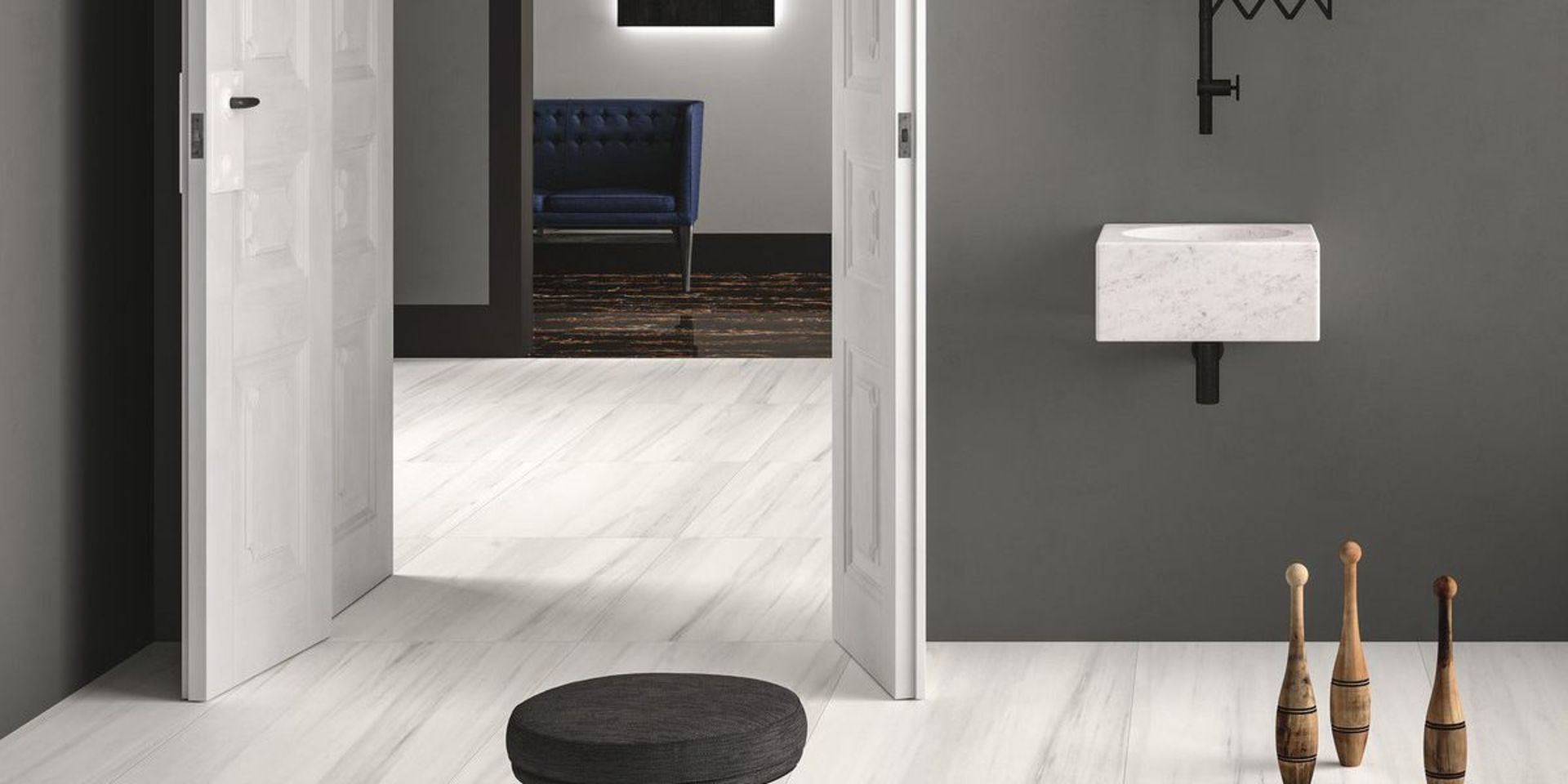 Bianco Striato - 60x120cm 8mm Polished Porcelain Tile - Full Body - 1 Pallet - Image 2 of 4