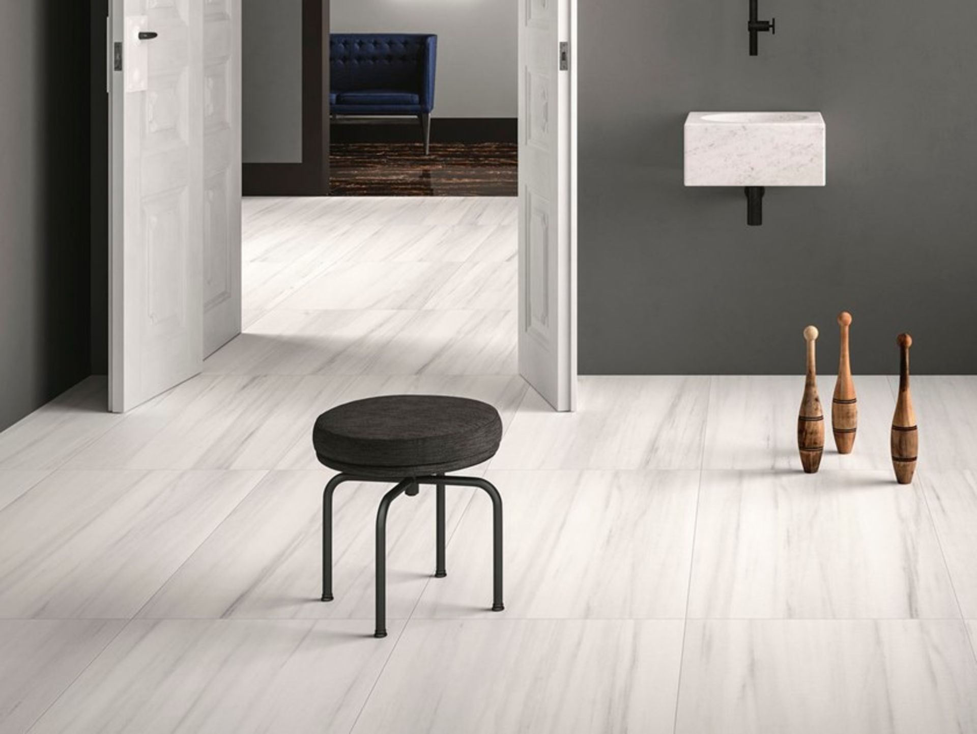 Bianco Striato - 60x120cm 8mm Polished Porcelain Tile - Full Body - 1 Pallet - Image 4 of 4