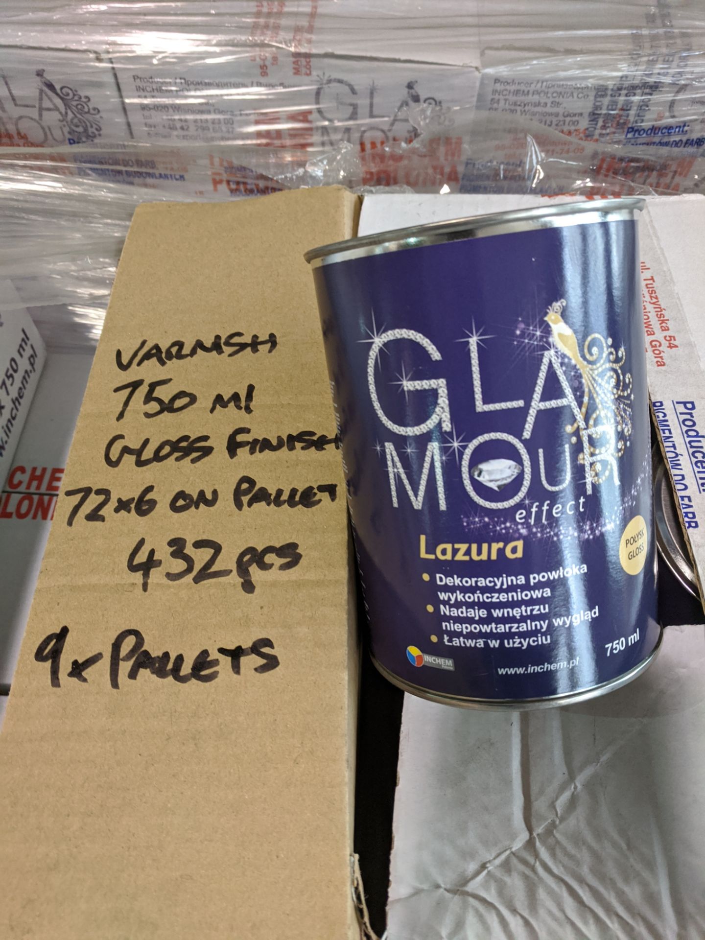 1. x Pallet containing 432 tins of Glamour Effect varnish in Matt finish- New and sealed - 72 ... - Image 2 of 2