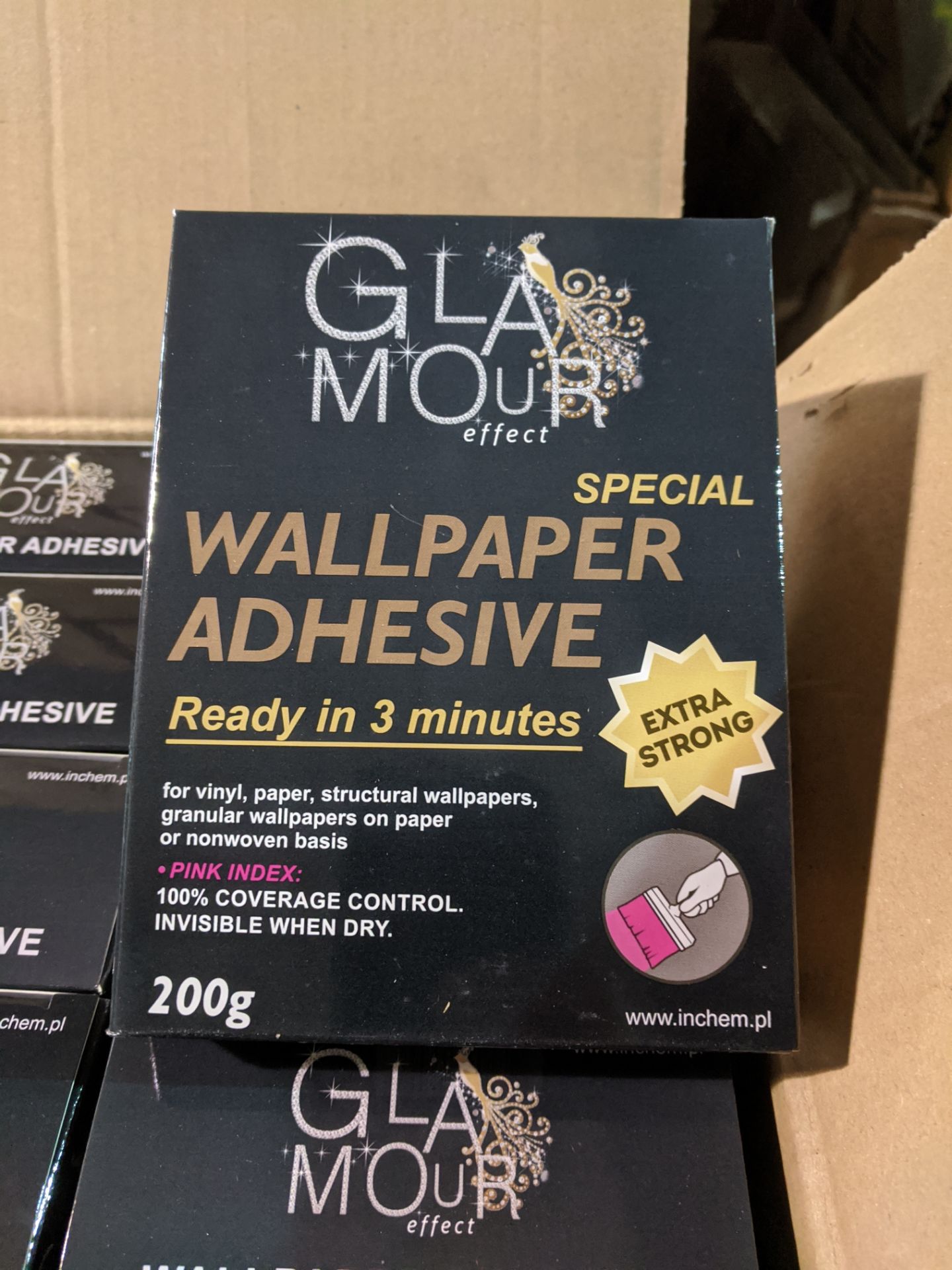 Pallet containing 1200pcs Brand new Wallpaper Adhesive - 200gr packs - similar rrp £2.99 - bra...