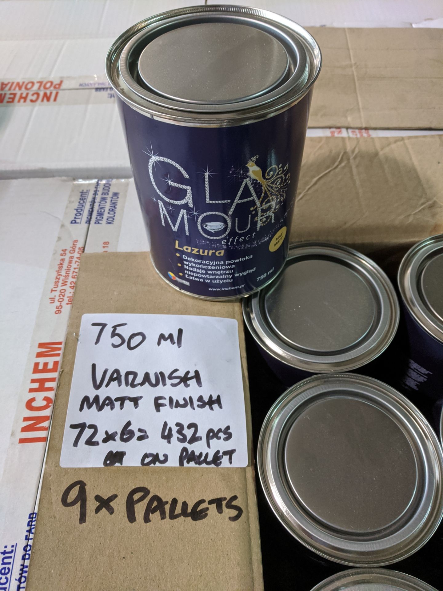 1. x Pallet containing 432 tins of Glamour Effect varnish in Matt finish- New and sealed - 72 ... - Image 2 of 2