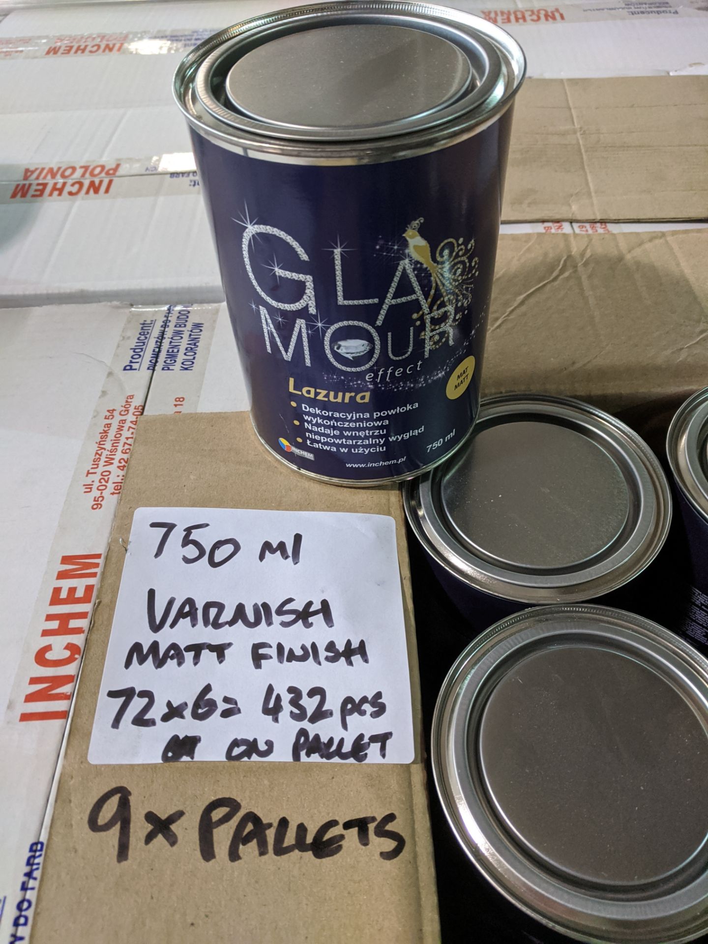 1. x Pallet containing 432 tins of Glamour Effect varnish in Matt finish- New and sealed - 72 ... - Image 2 of 2