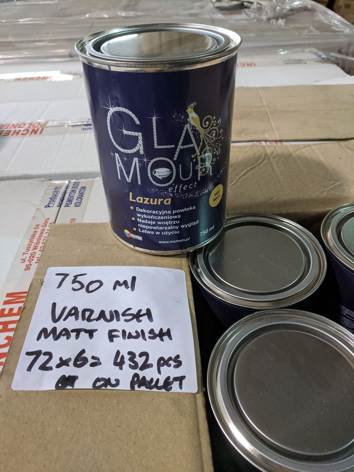 1. x Pallet containing 432 tins of Glamour Effect varnish in gloss - New and sealed - 72 carto... - Image 4 of 5