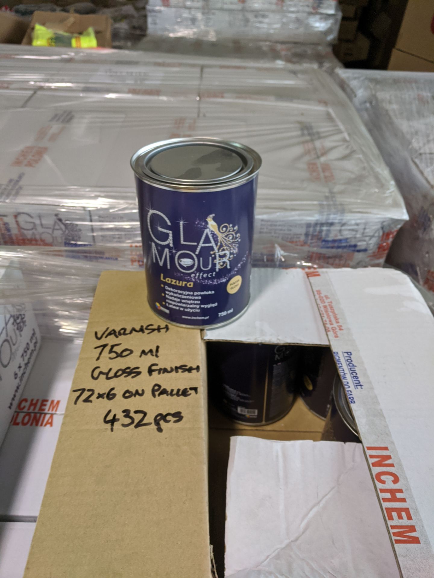 1. x Pallet containing 432 tins of Glamour Effect varnish in gloss - New and sealed - 72 carto... - Image 5 of 5