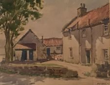 Original watercolour "The Farmyard" by John Simpson Spence fl 1919-1936, Scottish artist exhibited R