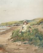 Original watercolour by Scottish artist Tom Patterson "Child on the beach"