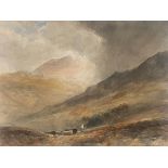 Edward Tucker signed watercolour depicting mist rolling in over mountains