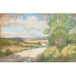 A C Hannah circa 1930's Glasgow school original signed pastel landscape view