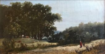 English School Original oil painting depicting a landscape signed J C Ward