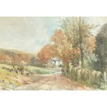 James Morris signed watercolour depicting countryside view