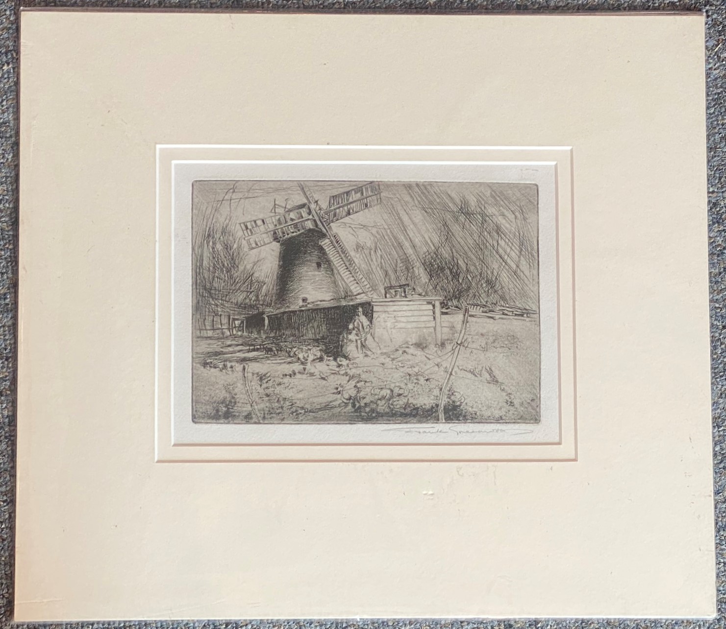 Frank Greenwood (1883-1954) pencil signed Etching depicting a windmill - Image 2 of 3