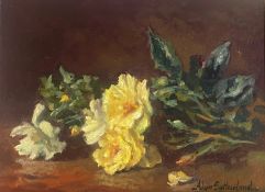 Alan Sutherland (Scottish) bn 1931 signed oil painting depicting yellow roses