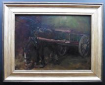 Oil painting of a Horse and cart by William Grant Stevenson (1849-1919)