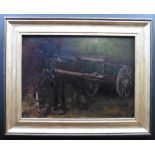 Oil painting of a Horse and cart by William Grant Stevenson (1849-1919)