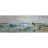 Frank Wood large signed watercolour "Breakers off Filey Brigg"