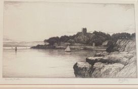 John Fullwood 1854-1931 signed etching Dunolly Castle