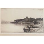 John Fullwood 1854-1931 signed etching Dunolly Castle