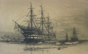 Willaim Lionel Wyllie Etching 1851 – 1931 Etching Training Ship in Portsmouth